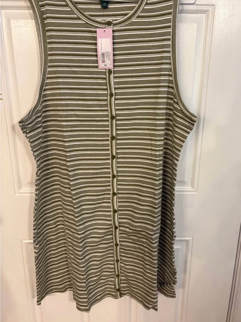 wild fable Olive Green and White Striped Button-Up Tank Top mini dress